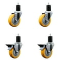 thumbnail image 1 of 4 Inch Yellow Poly Wheel Swivel 1-3/4 Inch Expanding Stem Caster Set 2 Brakes, 1 of 1