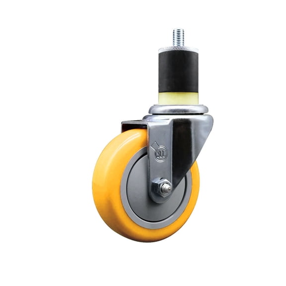 4 Inch SS Yellow Poly Wheel Swivel 1-7/8 Inch Expanding Stem Caster SCC