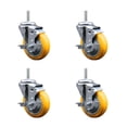 thumbnail image 1 of 4 Inch Yellow Poly Wheel Swivel 3/4 Inch Threaded Stem Caster Set with Brake, 1 of 1