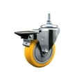 thumbnail image 1 of 4 Inch Yellow Polyurethane 12MM Threaded Stem Caster with Brake, 1 of 2