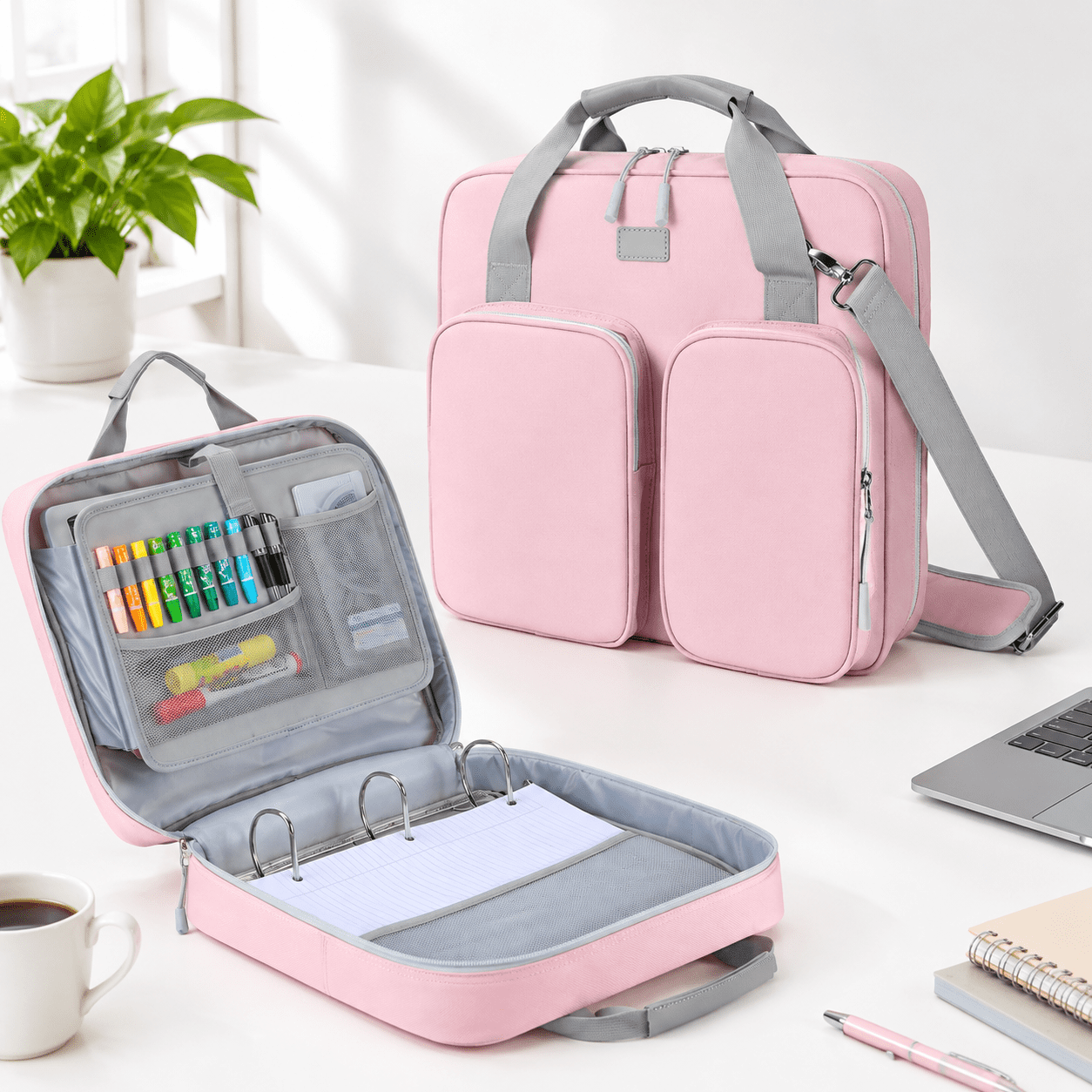 Notebok Ring 4 Inch Zipper Binder 3 Ring With Shoulder Stough/multi-pocket - Walmart.com