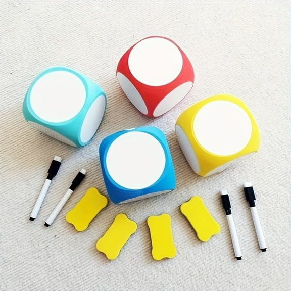 4-Inch Red Reusable Dry Erase Blank EVA Dice for Games, Teaching Tools, and Customizable Activities, Washable Surface