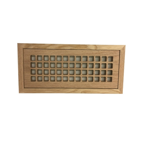 4 Inch x 12 Inch White Oak Hardwood Vent Floor Register Flush Mount, Eggcrate Style, Unfinished