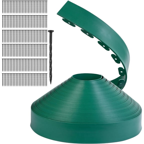4 Inch x 150 Ft No Dig Landscape Border Roll, Flexible UV-Resistant PE Garden Edging Kit with 135 Spikes, Black Lawn Edge for Flower Beds, Pathways, Tree Rings, Driveways, Walkways, Mulch, Yard