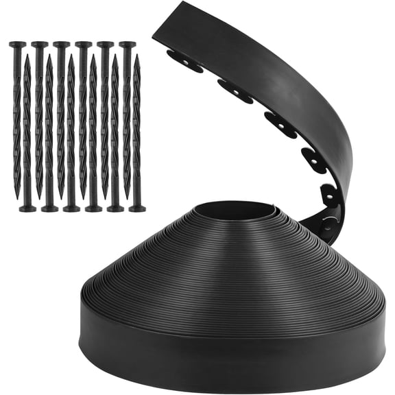 4 Inch x 150 Ft No Dig Landscape Border Roll, Flexible UV-Resistant PE Garden Edging Kit with 135 Spikes, Black Lawn Edge for Flower Beds, Pathways, Tree Rings, Driveways, Walkways, Mulch, Yard