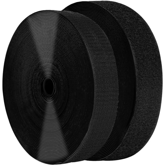 4 Inch x 16 Feet Black Hook and Loop Tape with Adhesive, Nylon Heavy Duty Hook and Loop Tape Strips, Non Slip Rug Grippers, Wall Adhesive Strips, Keep Couch Cushions from Sliding,Black-3.8cm