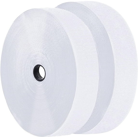 4 Inch x 16 Feet Black Hook and Loop Tape with Adhesive, Nylon Heavy Duty Hook and Loop Tape Strips, Non Slip Rug Grippers, Wall Adhesive Strips, Keep Couch Cushions from Sliding,White-5.0cm