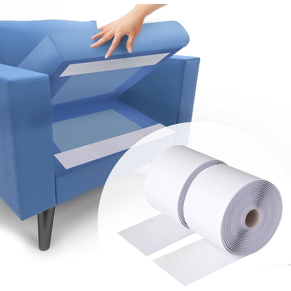 4 Inch x 16 Feet Black Hook and Loop Tape with Adhesive, Nylon Heavy Duty Hook and Loop Tape Strips, Non Slip Rug Grippers, Wall Adhesive Strips, Keep Couch Cushions from Sliding,White-10cm