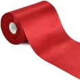 thumbnail image 1 of 4 Inch x 22 Yards Wide Burgundy Dark Red Satin Ribbon Solid Fabric Large Ribbon for Cutting Ceremony Kit Grand Opening Chair Sash Table Hair Car Bows Sewing Craft Gift Wrapping Wedding, 1 of 5