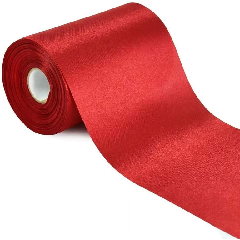 TONIFUL 4 Inch x 22Yards Wide Red Satin Ribbon Solid Fabric