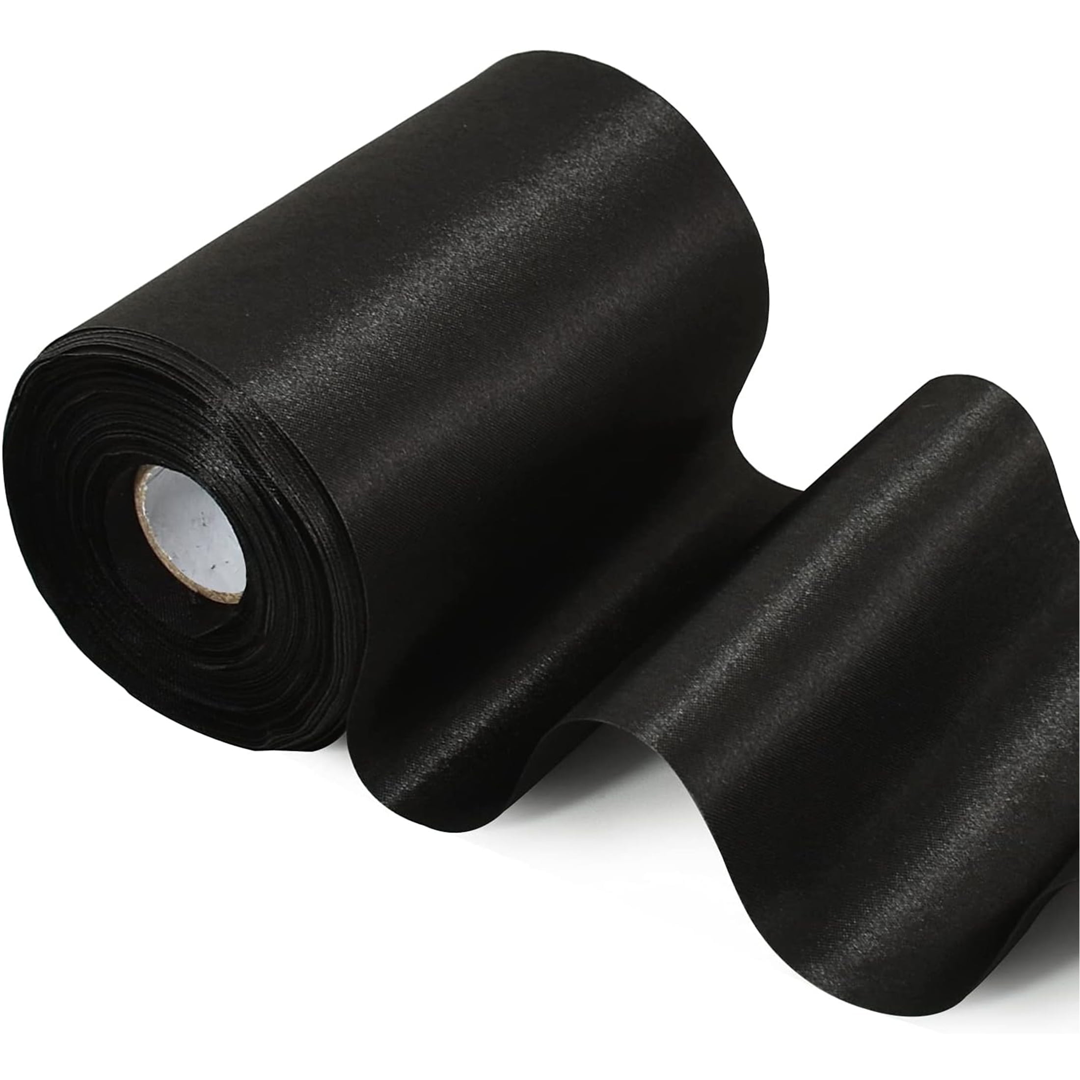 4 Inch x 22Yards Wide Black Satin Ribbon Solid Fabric Large Ribbon for ...