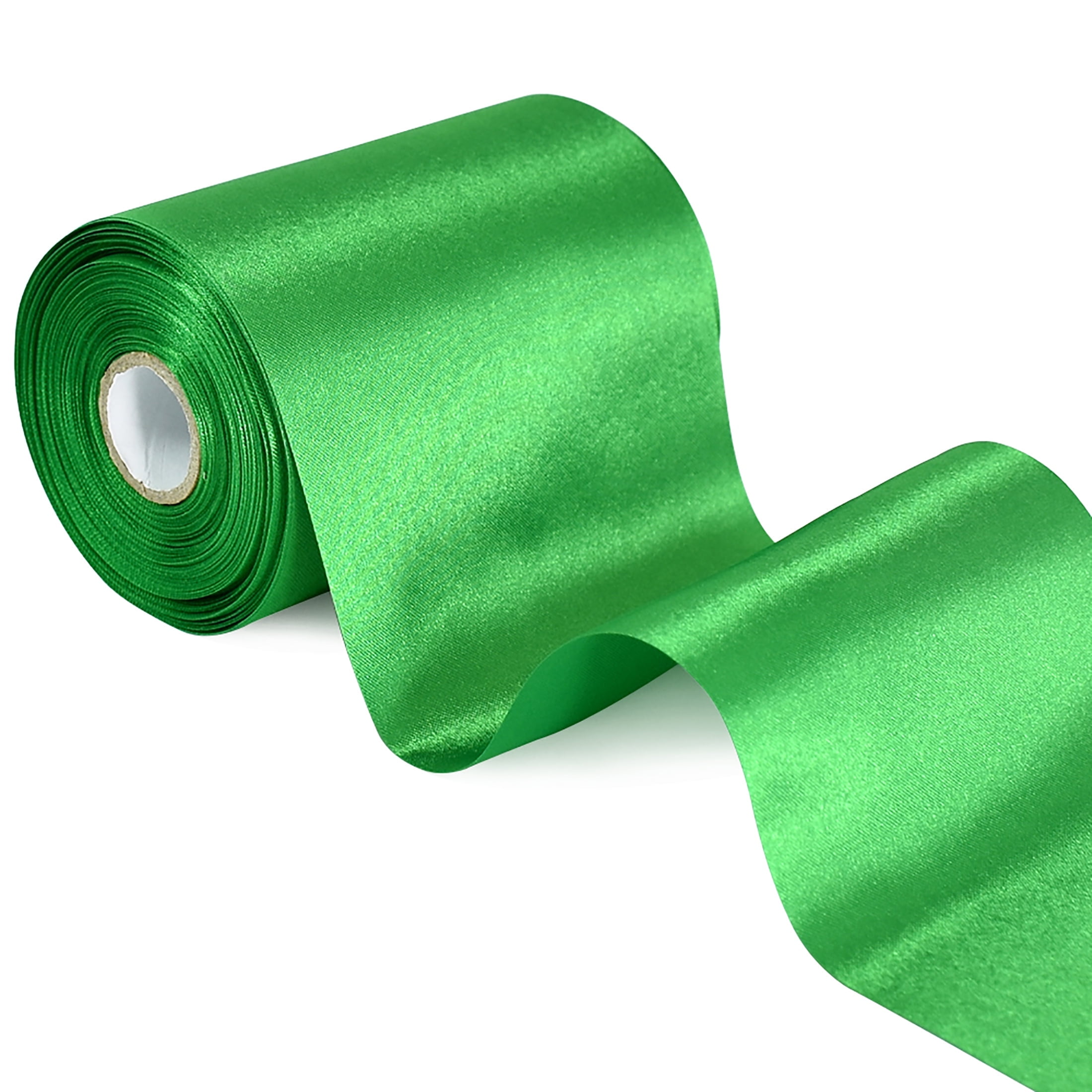 4 Inch x 22Yards Wide Green Satin Ribbon Solid Fabric Large Ribbon for ...