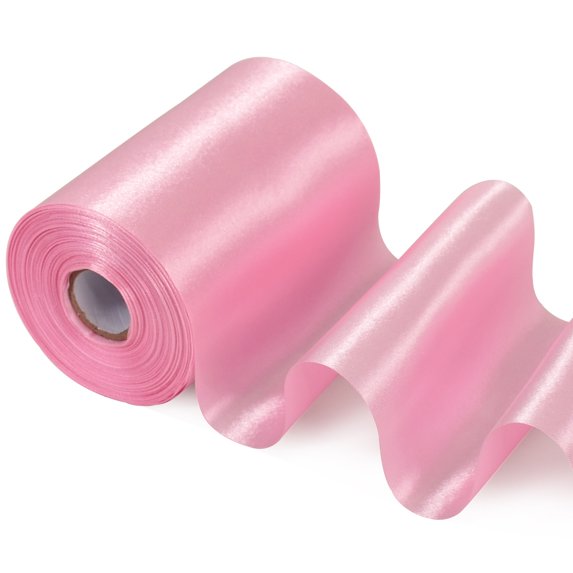 4 Inch x 22Yards Wide Pink Satin Ribbon Solid Fabric Large Ribbon for Cutting Ceremony Kit Grand Opening Chair Sash Table Hair Car Bows Sewing Craft Gift Wrapping Wedding Party Decoration