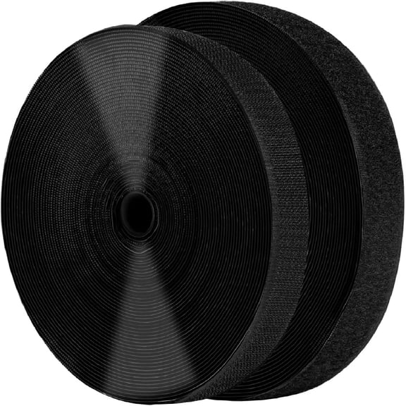 4 Inch x 27 Feet Hook and Loop Tape with Adhesive, Nylon Heavy Duty Hook and Loop Tape Strips, Non Slip Rug Grippers, Wall Adhesive Strips, Keep Couch Cushions from Sliding,Black-2 Inch