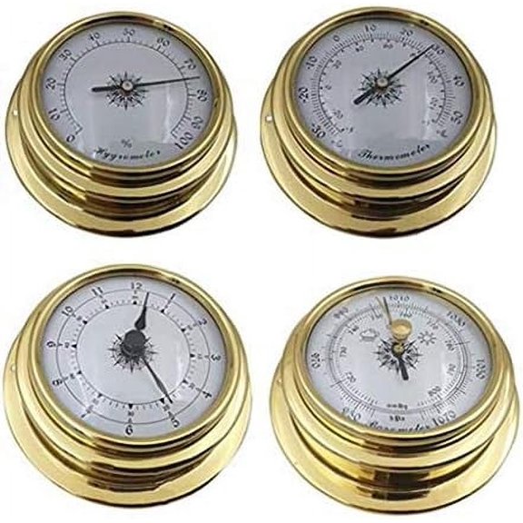 4 Inches 4 PCS/set Thermometer Hygrometer Barometer Watches Clock Zirconium Marine for Weather Station$$Garden &