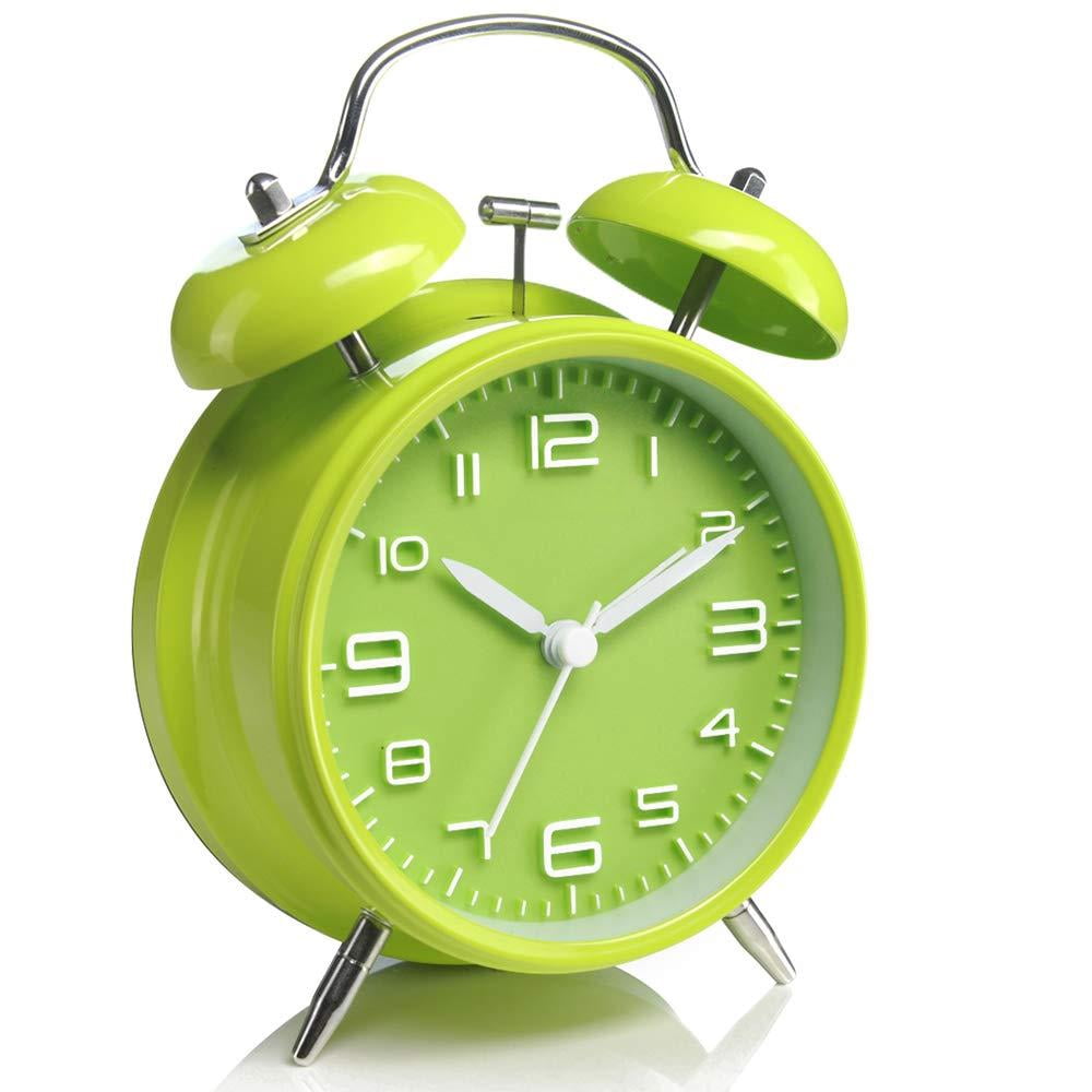 4 Inches Bell Loud Alarm Clock For Heavy Sleepers  Operated Old Fashioned (3d-dial Green)