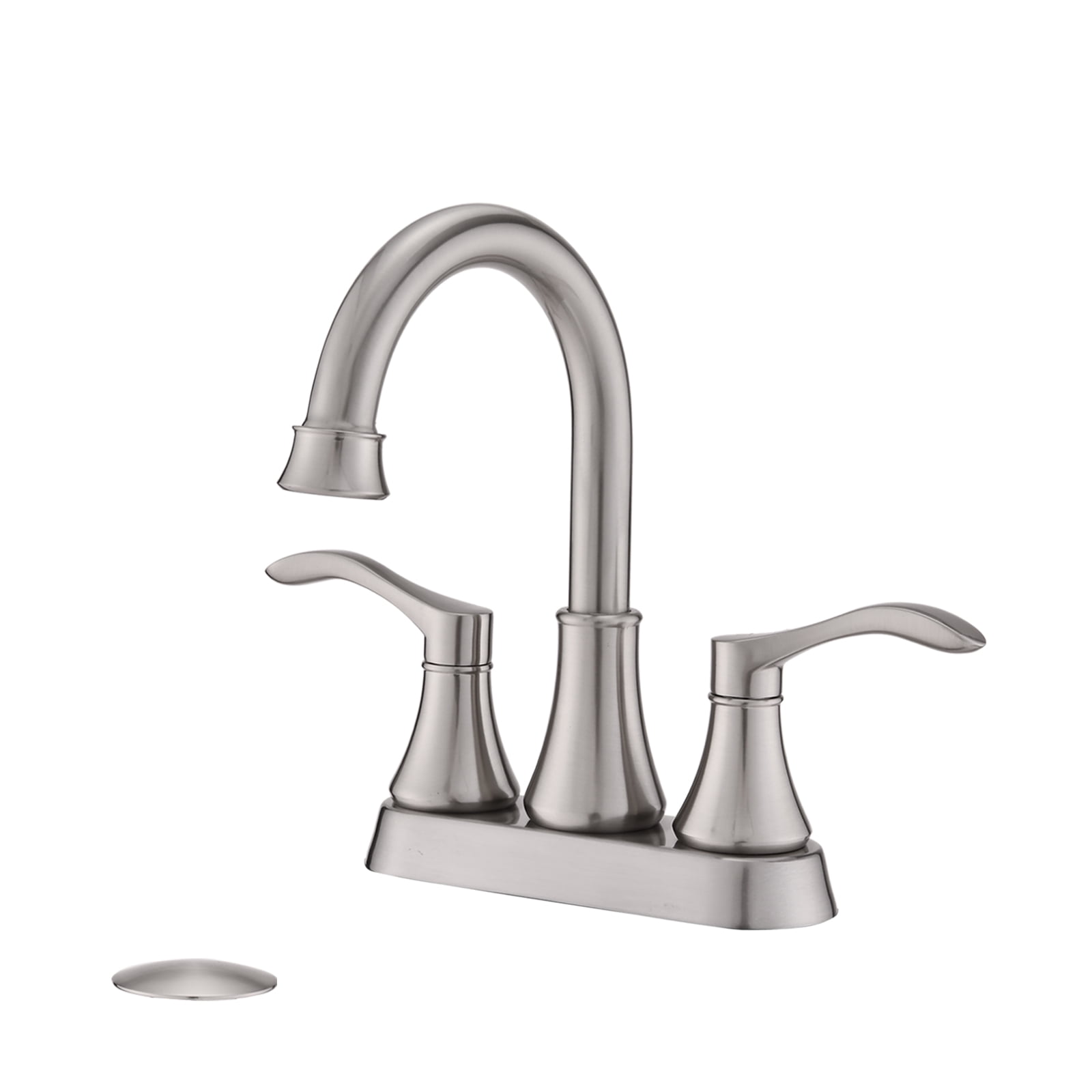 4 Inches Centerset Bathroom Faucet 360° Swivel Spout,With Pop Up Drain- Brushed Nickel,Brushed Nickel Zinc Bath Faucets Bathroom Sink Faucets