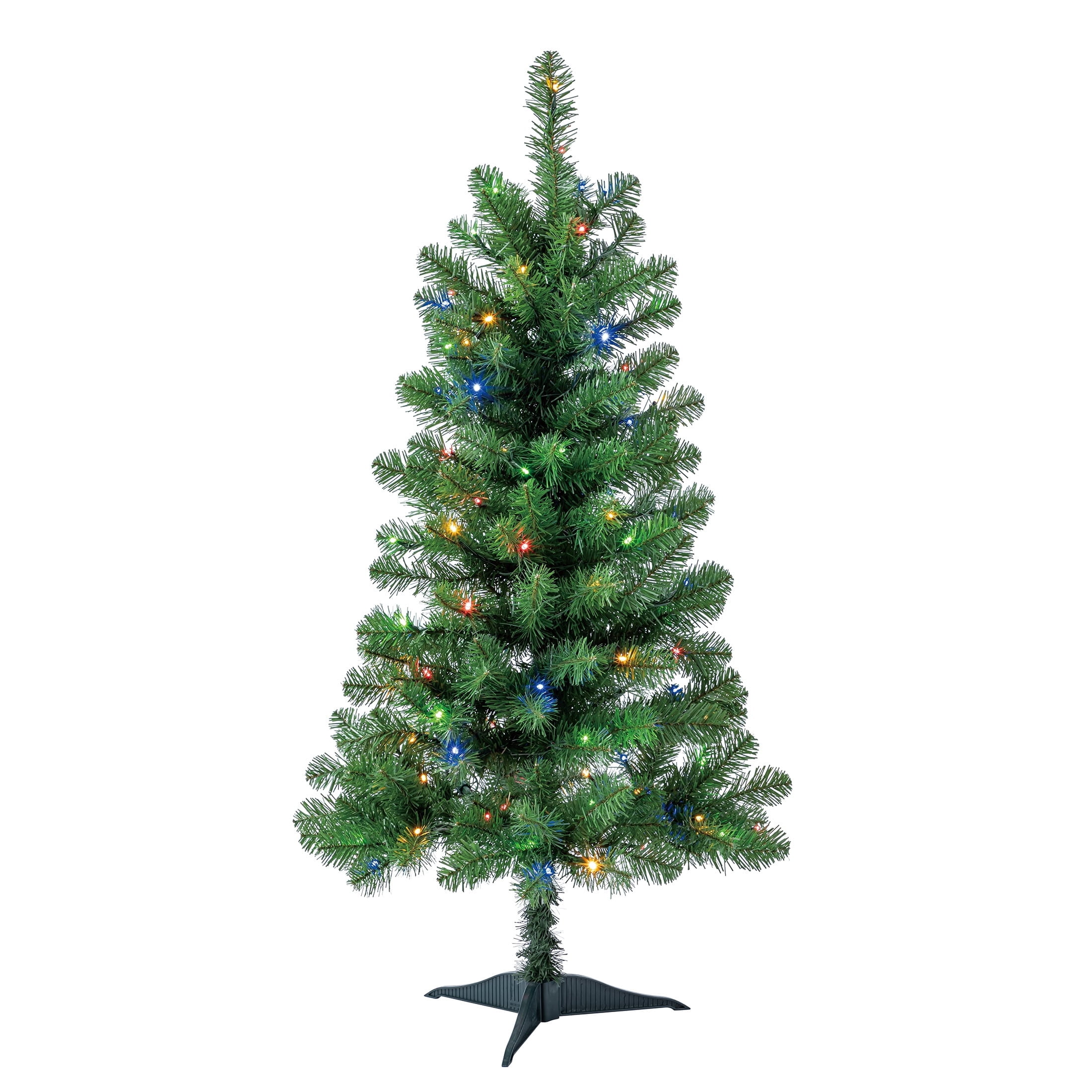 4' Pre-Lit Indiana Spruce Green Artificial Christmas Tree with Color-Changing LED Lights and Stand, by Holiday Time