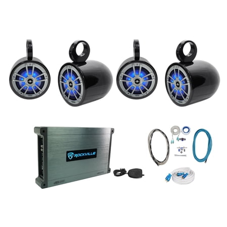 (4) Infinity 822MLT 8" Marine Wakeboard Tower Speakers w/LED+Amplifier+Amp Kit