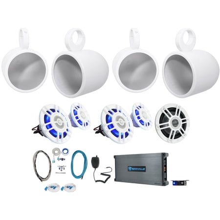 (4) Infinity KAPPA 8130M 8" Wakeboard Tower Speakers+10" Sub+Amplifier+Amp Kit