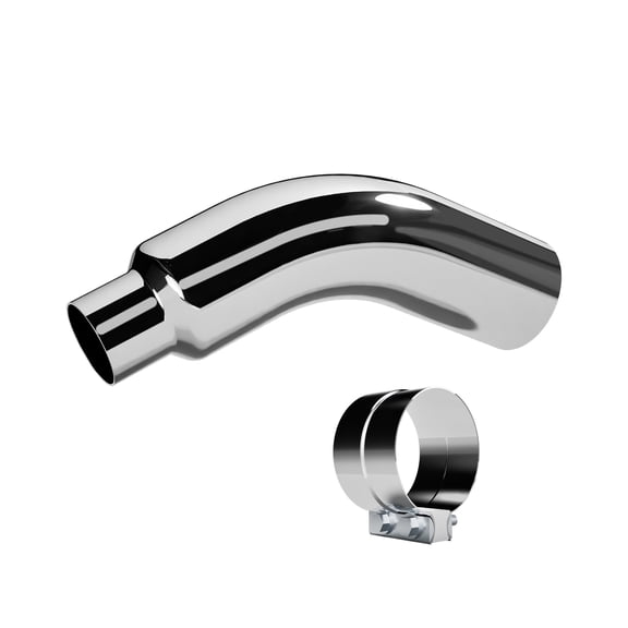 4" Inlet 6" Outlet Chrome Plated Diesel Exhaust Elbow with Clamp - High-Gloss Polished Performance Tip, Universal Fit for Pickup Trucks & Cars