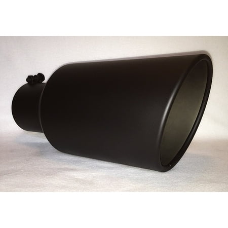 4" Inlet x 7" Outlet x 15" Long Rolled Edge FLAT BLACK Diesel Exhaust Tail Pipe Tip (Bolt On)