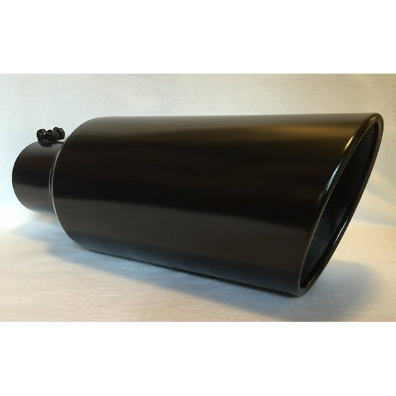 4" Inlet x 7" Outlet x 18" Long Rolled Edge FLAT BLACK Diesel Exhaust Tail Pipe Tip (Bolt On)