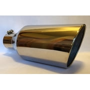 4" Inlet x 8" Oulet x 18" Long Rolled Edge Polished Stainless Diesel Exhaust Tail Pipe Tip (Bolt On)