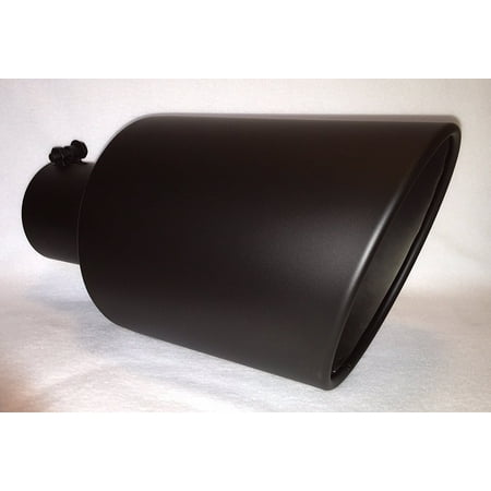 4" Inlet x 8" Outlet x 15" Long Rolled Edge FLAT BLACK Diesel Exhaust Tail Pipe Tip (Bolt On)