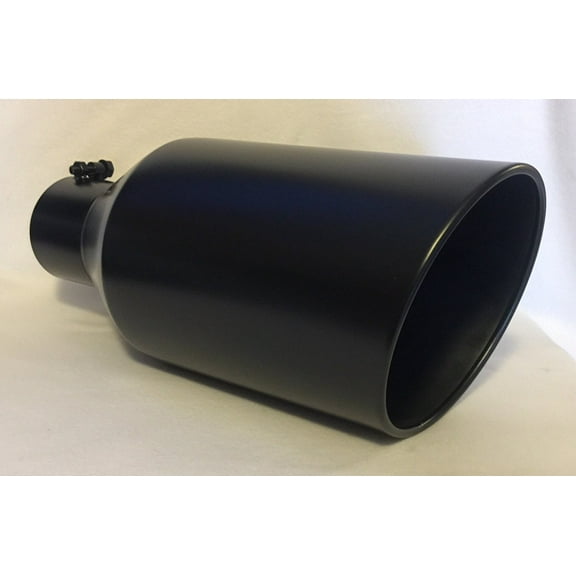 4" Inlet x 8" Outlet x 18" Long Rolled Edge FLAT BLACK Diesel Exhaust Tail Pipe Tip (Bolt On)