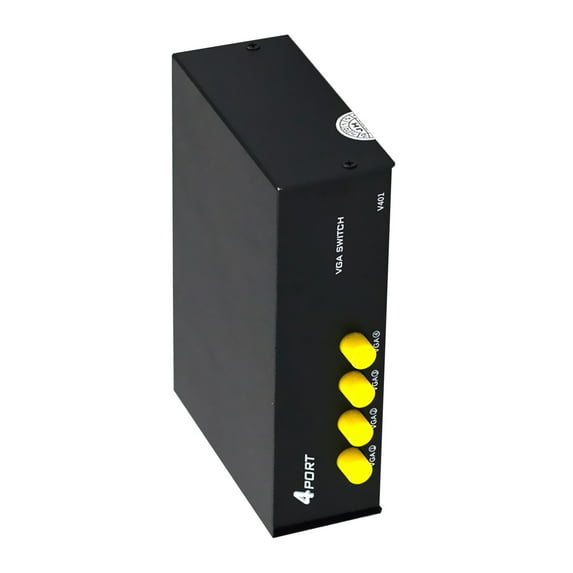 4 Input 1 Output VGA Switcher Panel Button for Easy Switching, Nickel Plated Interface for Monitor and Projector Sharing