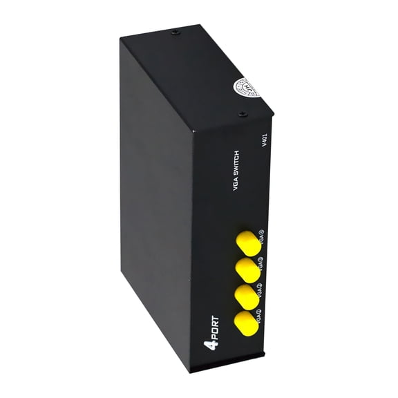 4 Input 1 Output VGA Switcher Panel Button for Easy Switching, Nickel Plated Interface for Monitor and Projector Sharing