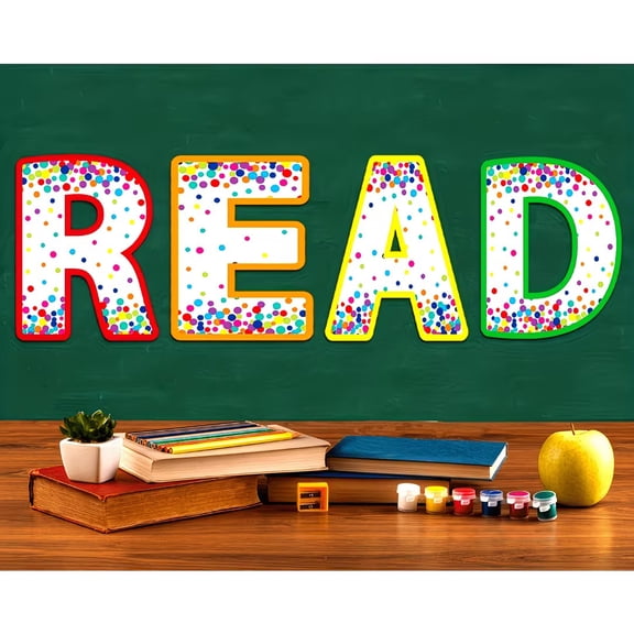 4 Inspirational Frameless Reading Posters - 8x10 Inches Motivational Quotes for Classroom Bulletin Board, Library, Home Decor, Elementary & Middle School Students