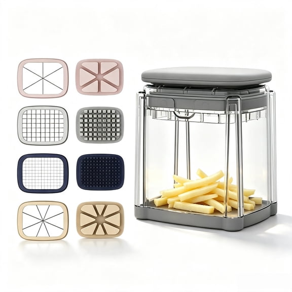 4 Interchangeable Blades Vegetable Chopper, Manual Push Dicer Slicer Cutter, Multi Functional Onion Potato Veggie Cutter, Food Cube Strip Wedge Cutting Tool for Home Kitchen Food Prep