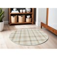 thumbnail image 1 of HomeRoots 572327 4 ft. Plaid Power Loom Round Rug, Ivory, 1 of 11