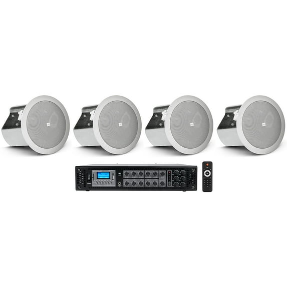 4) JBL CONTROL 14C/T 4" In-Ceiling Speakers+Receiver Amp For Restaurant/Bar/Cafe