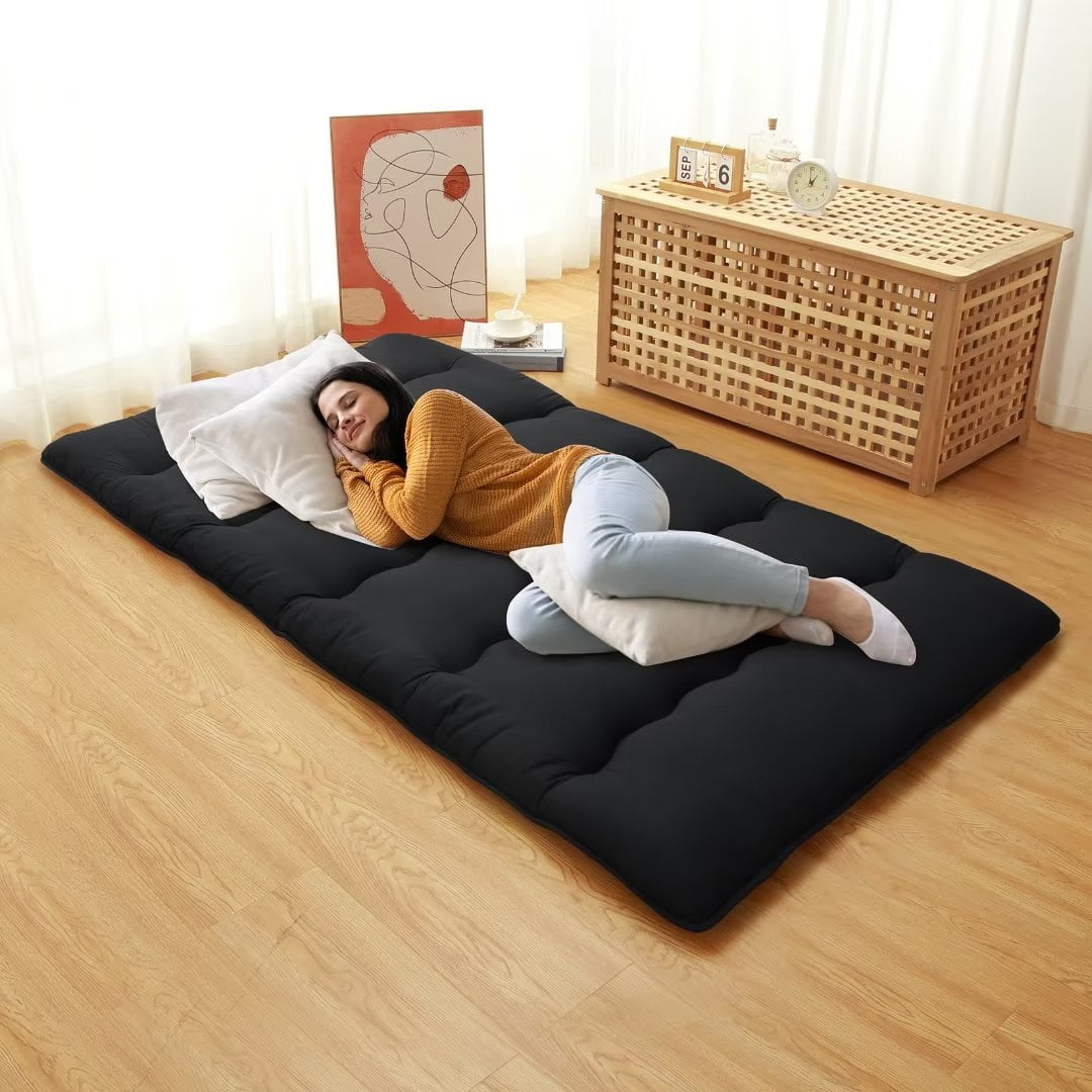 4" Japanese Floor Mattress Full Size Futon Mattress,Black