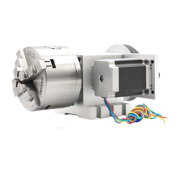 4 Jaw 100mm CNC 4th Axis Reduction Ratio 6:1 CNC Dividing Head/Rotation A Axis Kit Nema23 For Woodworking Engraving Machine ,Low Noise