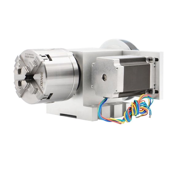 4 Jaw 80mm CNC 4th Axis Reduction Ratio 6:1 CNC Dividing Head/Rotation A Axis Kit Nema23 For Woodworking Engraving Machine ,Low Noise