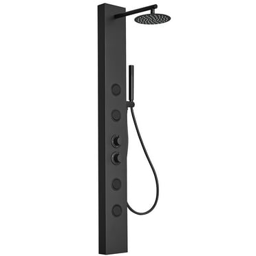 4-Jet Rainfall Shower Panel System with Rainfall Shower Head and Shower Wand in Stainless Steel