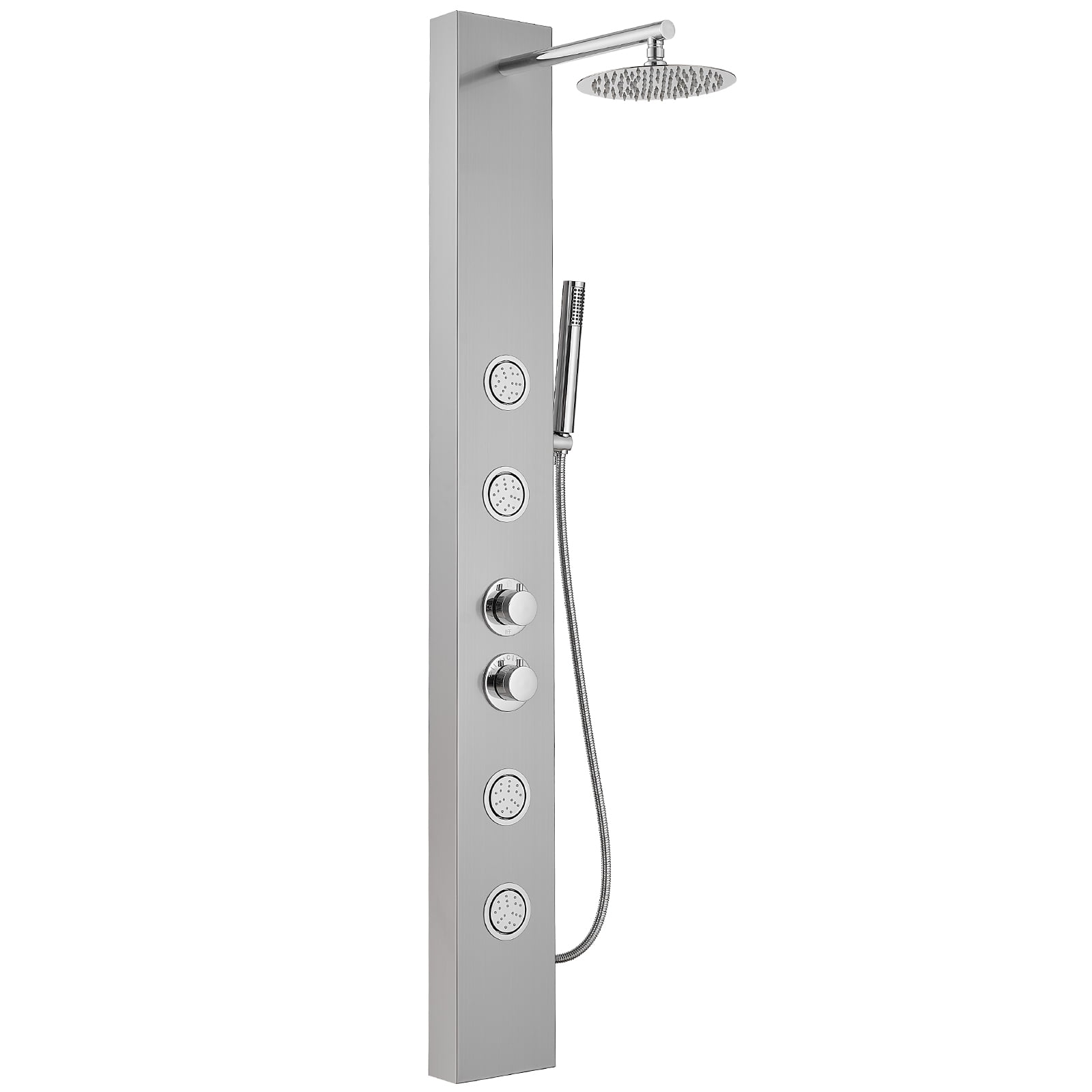 Nickel Chrome Multi-function Shower Panel with Adjustable Head