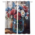thumbnail image 1 of 4 of July Blackout Curtains for Bedroom Living Room Darkening Curtains 63 Inches Long Independence Day Flowers Retro Pastoral Painting Window Curtain 2 Panels Set Window Treatment Drapes 52"x63", 1 of 9