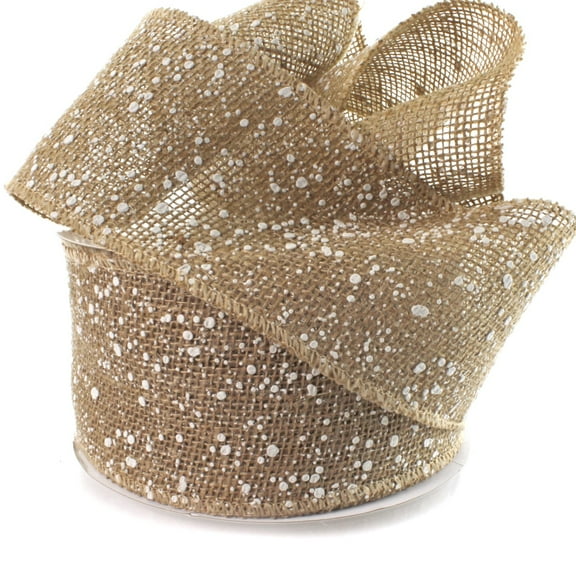 4" Jute Burlap Non-Wired Ribbon Flocked Natural 25 Yards