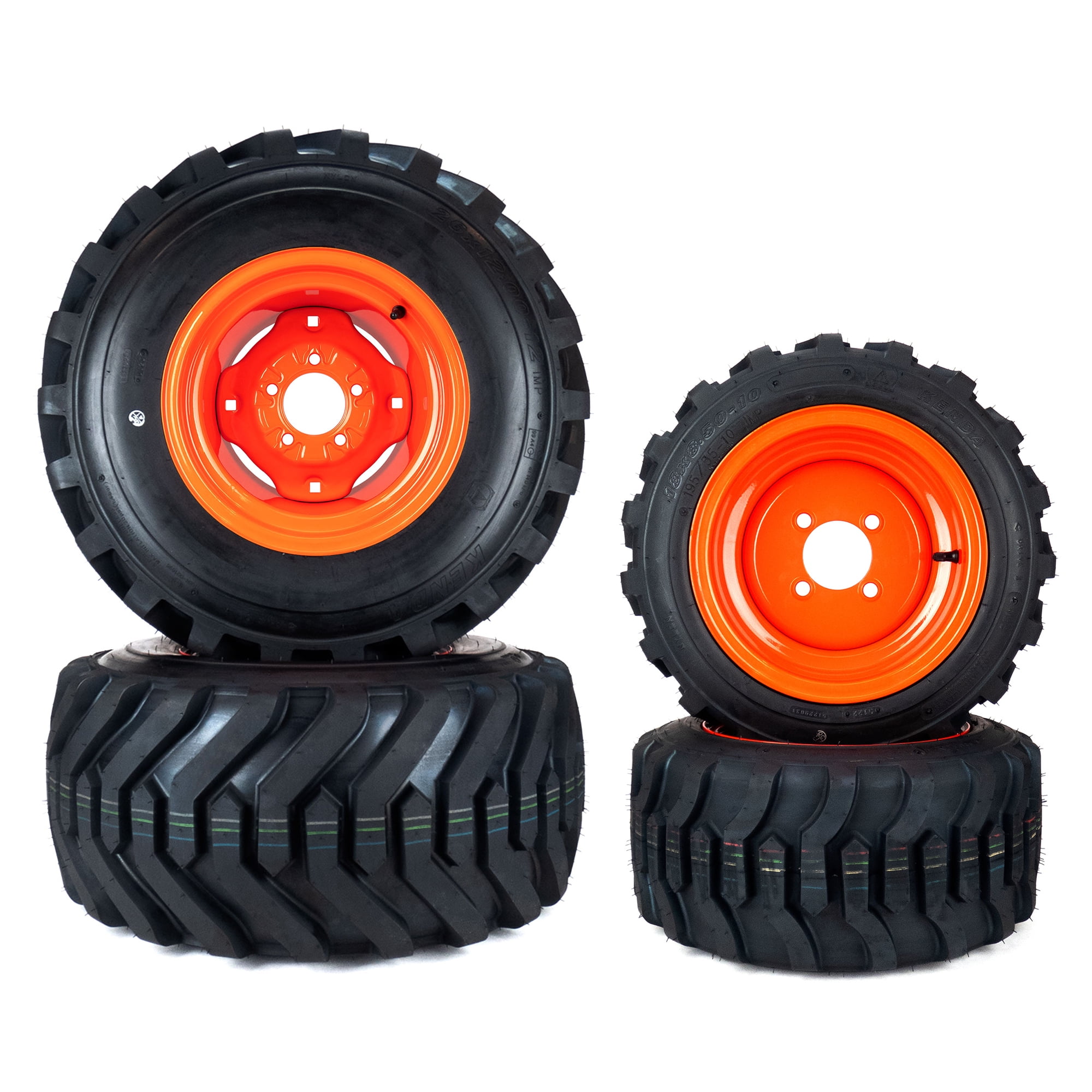 (4) K514 R4 Front and Rear Wheels Fits Kubota BX2350D, BX2370, BX2380