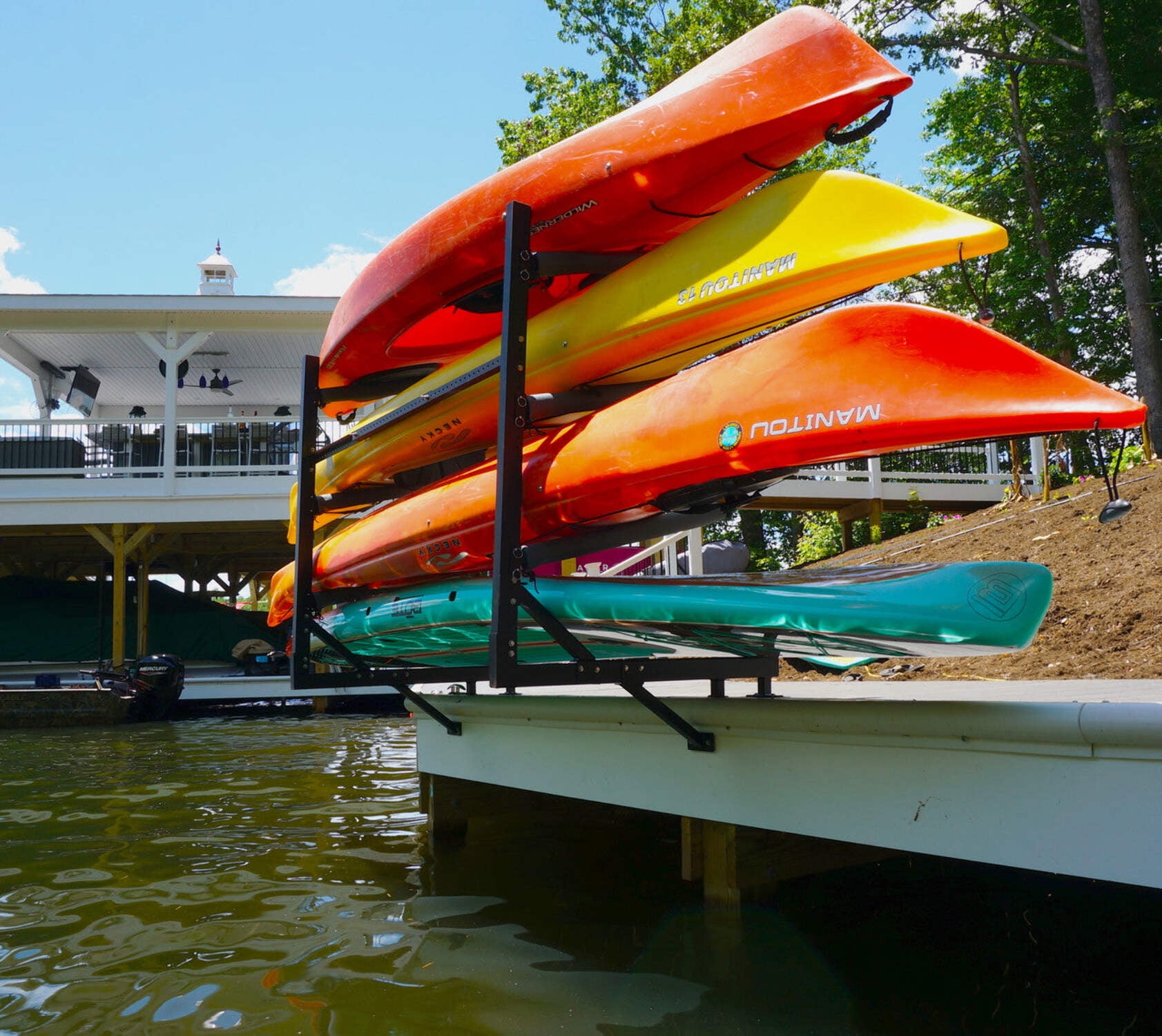Over The Water Kayak Storage, Outdoor Kayak Rack for Docks, Attaches to Boat Dock