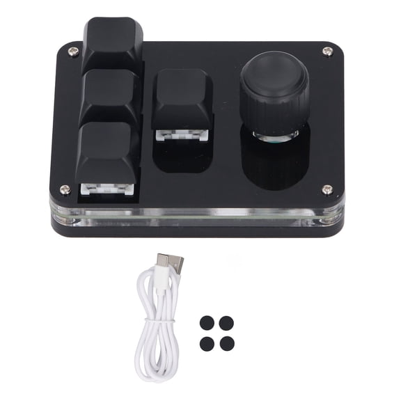 4 Key 1 Knob Keyboard, Acrylic Blue Switch USB Mini Keyboard Professional Mechanical With RGB Light For Gaming