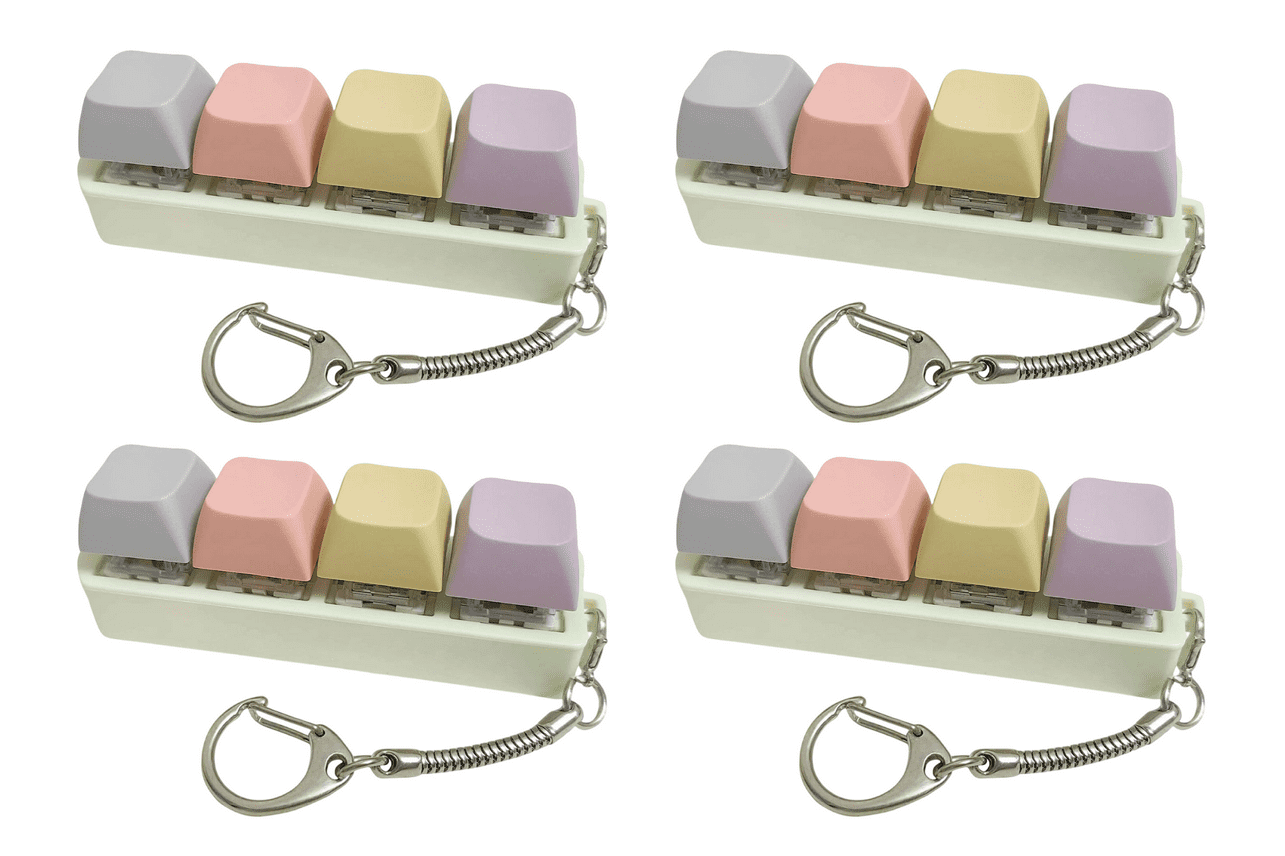 Click Key Fidget Keyboard Fidget Toy, 4-Key Mechanical Clicker Keychain, Clicky Button ...