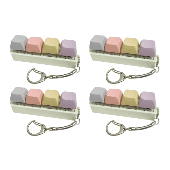 Keyboard Fidget Toy, 4-Key Mechanical Clicker Keychain, Clicky Button Toy for Stress Relief and Focus (4Pcs)