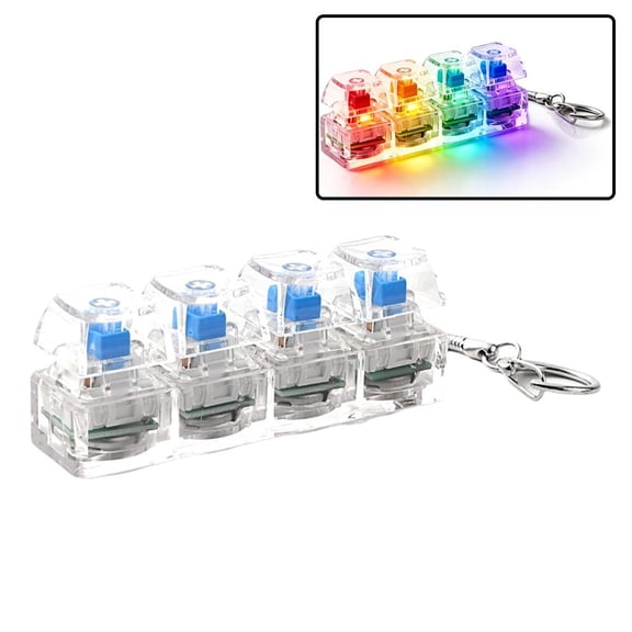 4 Key Keyboard Fidget Toy Keychain Clicker Stress Relief Mini Mechanical Button Toy
