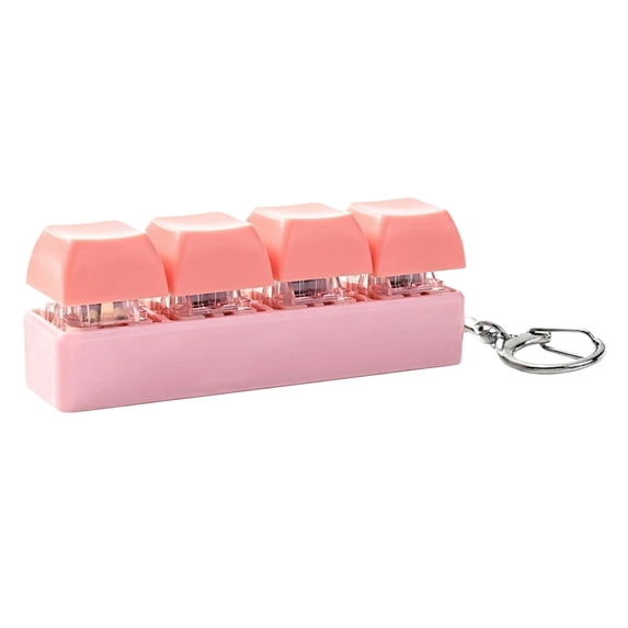 4-Key Mechanical Keyboard Switch Fidget Keychain, Pastel Color Stress Relief Clicker Toy, Portable Tactile Sensory Tool for Daily Calm